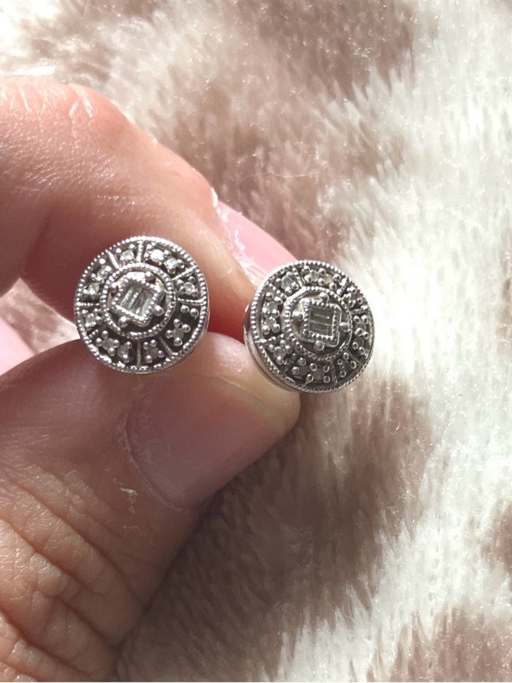 Zales Silver Filigree Round Stud Earrings